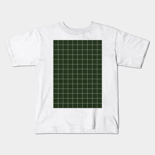 Small Grid Pattern - Deep Green Kids T-Shirt